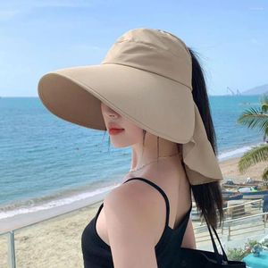 Geniş Memlu Şapkalar Kadınlar İçin Yaz Şapkası UV Koruma Güneş Plajı Kovası Katlanabilir At kuyruğu Seyahat Panama Kapakları Kadın