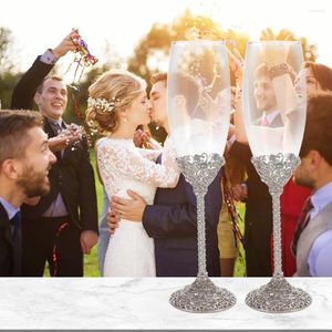 Şarap Gözlükleri Lasody Crystal Set Şampanya Flütleri Gümüş Altın Düğün Mr Mrs Toasting Cups Çiftler İçin Hediye Setleri Kişiselleştirilmiş Hediyeler