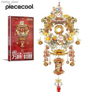 3D -Rätsel stückweise modellgebäude Kits Chinesische glückliche Kaninchen 3D Metall Puzzle Jigsaw DIY Set Geschenke Home Dekoration Y240415