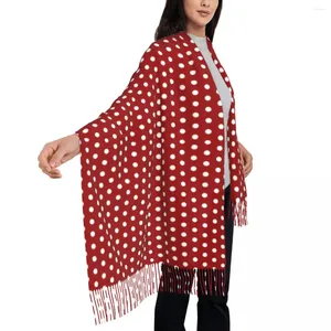 Eşarplar Sıcak yumuşak eşarp kış beyaz polka nokta şalları wrpas koyu kırmızı tasarım bandana erkek kadın y2k serin şapel