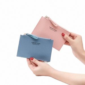 Männer- und Frauen -Ausweis -Kartenhalter PU Zipper Kleiner Geldbörse Kreditkarte Halter Solid Color Busin Cards Case Busin Card Holder E69H#