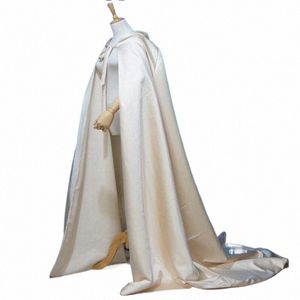 LG Düğün Cape Bridal Cloak Satin Kapşonlu Cape Swall Ceket Kostüm Cosplay Party Wrap Özel Yapım Renk N5XT#
