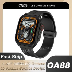 Uhren OA88 Smart Watch Männer 1,96 Zoll Amoled Screen Bluetooth Call Heart Frequenz 3D Flexible Design IP67 Waterdichte Sport SmartWatch Männer