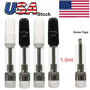 1,0 мл Ceramic Vape Carts USA Stock 510 резьбовые винтные вершины Стеклянный бак 4 шт.