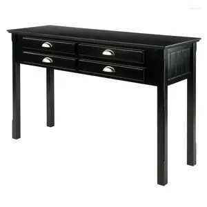 Tavolo da console in legno di tappeti con quattro cassetti Black Finish