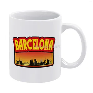 Kupalar İspanya güneş ışığı siluet seyahat hediyelik eşya beyaz kupa kaliteli baskı 11 oz kahve kupası şehir manzarası aşk monume