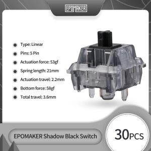 Аксессуары 30 штук Epomaker Shadow Black 53GF Linear 3 Pins Механический переключатель клавиатуры с стеблем POM для игр DIY клавиатура