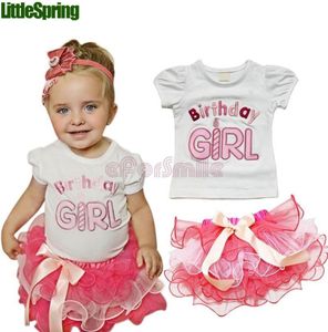 Little Birthday Girl Clothing Sets for Summer Borderyery Letter Pure Cotton Tshirt Tutu Cake Skirt 2pcs Bebês Suits 90130 T574226798