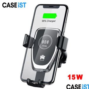 Chargers Caseist 15W Araba Kablosuz Şarj Cihazı Telefon Tutucu Qi Hızlı Şarj İstiridye Hava Havalandırma Mobil Montaj Ön Cam Dash Bracket Del De OTWYZ