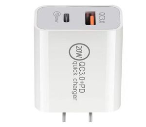 Universal 2.4a Chargers Двойные порты типа C USB-C PD EU US Wall Charger Power Adapters для iPhone 14 плюс XS Max 11 12 13 Pro Samsung планшет PC Android Phone