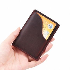 Подлинная кожа Busin Credit Id Card держатель Crazy Horse Leath Leather Travel Credit Wallet Men Shild Case Wholesale C9ax#