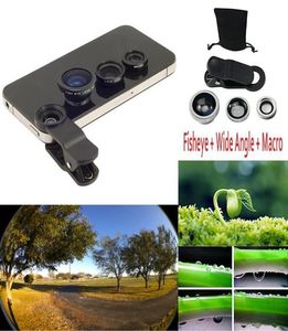 3 Balık gözü makro geniş açılı cep telefonu lens kamera kiti iPhone 6 5s 4 Samsung HTC LG3900596