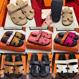 Tasarımcı Sandalet Chypres Sandal Kadınlar Slaytlar Dikip Deri Slipper Klasik Dış Slipper Plajı Gerçek Deri En Kalite Düz Plaj Sandal Boyutu 35-42
