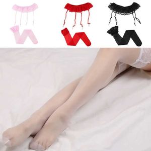 Seksi Çorap Moda Taytlar Seksi Çoraplar Uyluk-Yüksek Dantel Üst Çoraplar+Askı Jartiyer Kemeri 240416