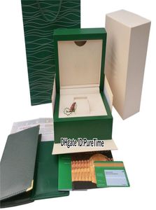 Yeni Klasik Yeşil Ahşap Orijinal İzleme Kutusu Sertifika Kartı Cüzdan Yeşil Deri Hediye Kağıt Çantası Gündat Sub 116618 Rollie PureTim7399119