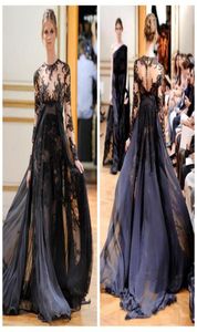 Deamure Zuhair Murad Crew a Line Grey Chifon Long Elive Lace Party Party Планты для выпускного вечера для особого случая Custom Made6292981