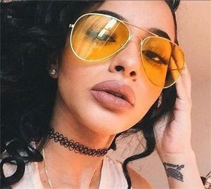 Sarı Pilot Gözlük Kadın Gece Görme Sürüş Büyük Araba Gözlük Çerçeveleri Gözlük Gafas Oculos4250005