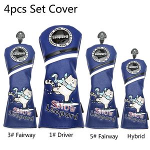 Siranlive Snow Leopar #1 #3 #5 H Golf Ahşap Headcovers 3pc/Set 460cc Sürücü/Fairway Ahşap/Hibrid PU Deri Kafa Kapakları Set 240415