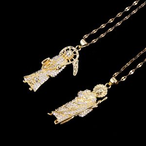 Дизайнерское ожерелье, сбрасывающее медное покрытие истинное золото смерть Иисус Кулон для мужчин Женские ожерелья с небольшим форм -дизайном воротником