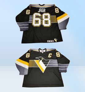 Целый пользовательский яромир Jagr Tsburgh Penguins Vintage CCM Cheap Hockey Jersey Black Robo Pen Mens Retro Jerseys2568285