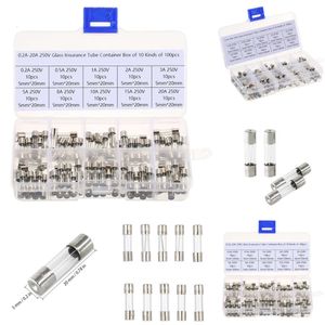 Yeni 100pcs Set 5x20mm Hızlı Dönüş Tüpü Sigorta Ürünlü Kitler Hızlı darbe Cam Sigortalar 0.2A 0.5A 1A 2A 3a 5a 8a 10a 15a 20a