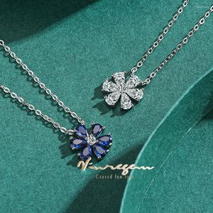 Pendants vinregem armut kesim laboratuvar, kadınlar için safir değerli taş çiçek kolye kolyeleri yarattı 925 STERLING Gümüş Takı Toptan