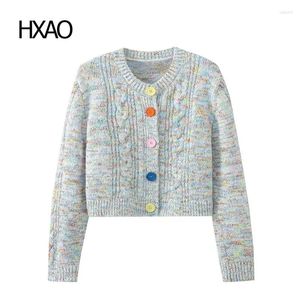 Kadın Örgü Hxao Sonbahar Kazak Renkli Kırpılmış Sweaters Moda O boyun boyu uzun kollu Hıritalar Kaşmir Hırka Kadınlar İçin