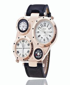 Нарученные часы мужчины спортивные часы модные многодиальные температурные компас военные часы для кожаных кварцевых наручных часов Роскошные мужчины CL4194699