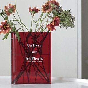 Şeffaf çiçekler için akrilik açık vazo kitapları ins masa ev dekorasyon hidroponik masaüstü çiçek aranjmanı 240127