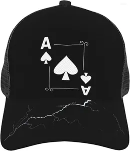 Ball Caps Erkek Kadın Beyzbol Kapağı Sıradan Nefes Alabilir Ağ Ayarlanabilir Trucker Şapka Ace Poker