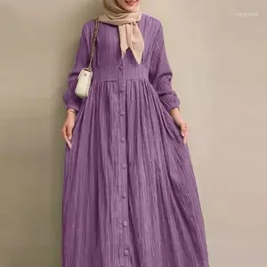 Sıradan Elbiseler Katı Vintage Basit Abayas Kadınlar İçin Uzun Kol Müslüman Artı Boy Boyu Türkiye Abaya Zarif Vestidos