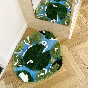 3D Lotus Leaf Cufted Carpet Carpet High-Low Cour Swee Cart Want для ванной комнаты для не скольжения коврик для ванной комнаты в ванной комнате Decorati 240417