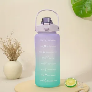 Бутылки с водой 64 унции с соломенной мотивационной бутылочной маркер