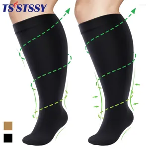 Sports Sports 1Pair plus size 2xl-7xl atletismo mangas de compressão bezerro de pernas homens mulheres meias