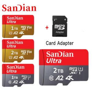 Kartlar Sanian Orijinal 1 TB Mikro TF SD Kart Flash Class 10 SD Kart 2 TB Hafıza Kart Bellek Kartı Telefon/Kameralar/MP3/MP4 Yüksek Hız