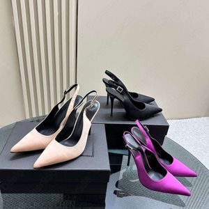 Lüks İpek Yüksek Topuklular Kadın Tokalı Saten Saçlı Ayak parmakları Stiletto Topuk Sandalet 10.5cm Tasarımcı Elbise Ayakkabı Partisi Ayakkabı Fabrika Ayakkabı Ayakkabı