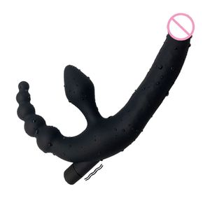 Double Ended Silicone Penis Strapon Dildo Vibrator para casal Anal Butt Realistic Butt Toys Sexy for Women Lesbian Shop