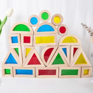 Дети акриловые радужные строительные блоки творческий ребенок красочный здание