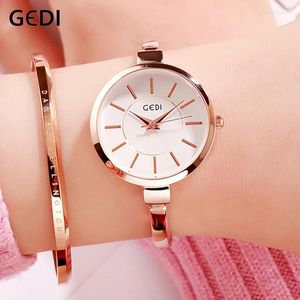 Нарученные часы GEDI Simple Gold Watches для женщин Big Dial Fashion Clock Женские наручные часы Top Women Watch Water Resistant
