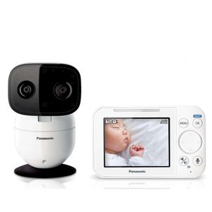 Monitor de bebê Panasonic com câmera e áudio - exibição colorida de 3,5 polegadas, ultra longa distância, conexão segura, chamada de mão dupla, zoom de inclinação remota, sons calmantes - branco