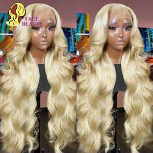 613 Кружевое лобное парик 13x6 13x4 360 Blonde Body Wave Lace Front Wig Preplucked Brazilian Lace Front Human Hair Wigs 30 32 38 дюймов 240408