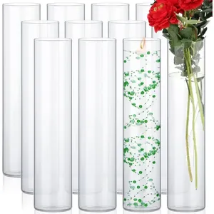 Вазы 12 упаковок стеклянный цилиндр прозрачный цветочный ваза высокие плавающие подсвечники центральная часть для стола дома (18 дюймов) декор