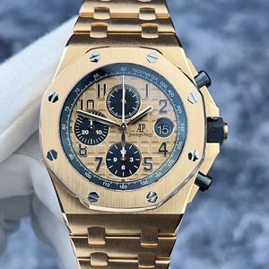 Designer Watch Luxury Otomatik Mekanik Saatler Serisi 26470or Gold Case Band Chronograph Mens 18K Gül Malzeme Hareketi Kol saati