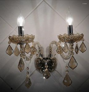 Duvar lambası Avrupa Yanında Avrupa Yanında Işık Kristal Oturma Odası Altın Mum Romantik Yatak Odası Işıkları