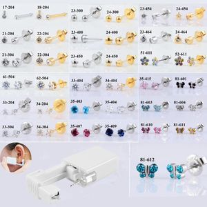 Stud Küpe 24 PCS/Kutu Steril Teslim Edilebilir Ev Kullanın Safeno Ağrısı Kulak Piercer Cihaz Kıkırdak Piercing Taban Takım Takımları Kiti Desig'i Seçin