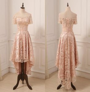 Кружева розового золота платье выпускного выпускного вечера высокое низкое плечо с рукавами 2022 Кружево, дизайнер, дизайнер, дешевые вечерние, формальные платья New7798663