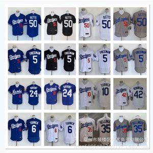 Baseball -Trikots Dodgers Elite City Betts#50Kershawxw22 Blau weiß schwarz grau Sticktrikot