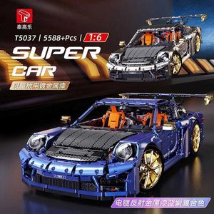 Diecast Model Cars New T5037 5588PCS 1 6 Технология Super Sports Racing Model с дистанционным управлением автомобильные строительные блоки детские игрушки J240417