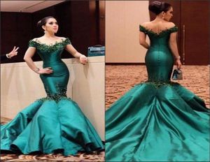 Emerald Green Oms Omz Denizkızı Prom Gowns 2018 Boncuklu Mahkeme Tren Pageant Wear B3062024