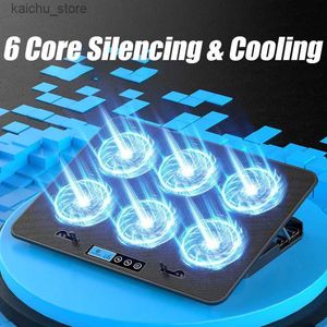 Другие компьютерные компоненты Coolcold A9 Gaming RGB Ноутбук Cooler 2 USB-порт 6 вентиляционный ламповый светодиодный кулер ноутбука подходит для ноутбуков MacBook 13-18 дюймов y240418